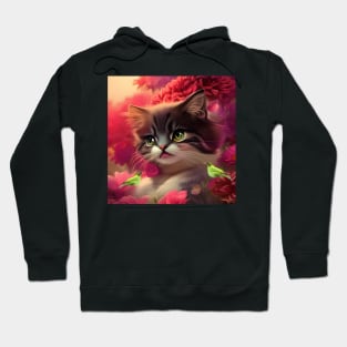 Cute little kitten with birds Hoodie